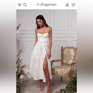 V Chapman The Cora Dress in White Baroque Floral, 0